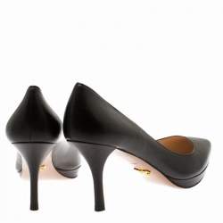 Pre Owned Prada Black Leather Pointed Toe Platform Pumps Size 39.5