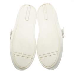 Pre Owned Prada White Crystal Embellished Leather Velcro Sneakers Size 40