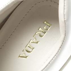 Pre Owned Prada White Crystal Embellished Leather Velcro Sneakers Size 40