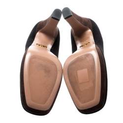 Pre Owned Prada Black/Brown Suede Platform Pumps Size 39