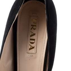 Pre Owned Prada Black/Brown Suede Platform Pumps Size 39