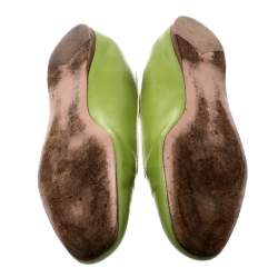 Pre Owned Prada Green Patent Saffiano Leather Smoking Slippers Size 38