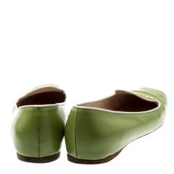 Pre Owned Prada Green Patent Saffiano Leather Smoking Slippers Size 38