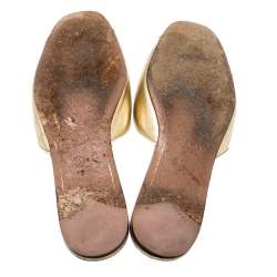 Pre Owned Prada Metallic Gold Saffiano Leather Flat Slides Size 36.5