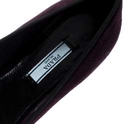 Pre Owned Prada Purple Crystal Embellished Suede Pointed Toe Flats Size 39.5