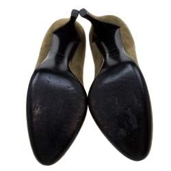 Pre Owned Prada Green Suede Pumps Size 37.5