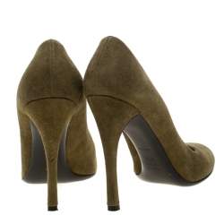 Pre Owned Prada Green Suede Pumps Size 37.5