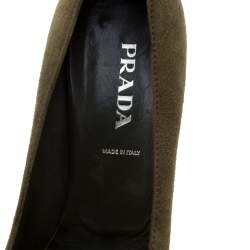 Pre Owned Prada Green Suede Pumps Size 37.5