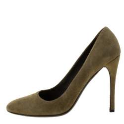 Pre Owned Prada Green Suede Pumps Size 37.5