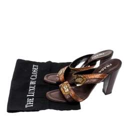 Pre Owned Prada Multicolor Python Leather Strappy Sandals Size 39