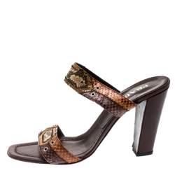 Pre Owned Prada Multicolor Python Leather Strappy Sandals Size 39