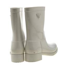 Pre Owned Prada Sport White Rubber Clay Rain Boots Size 38