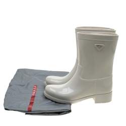 Pre Owned Prada Sport White Rubber Clay Rain Boots Size 38