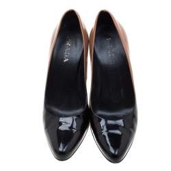 Pre Owned Prada Beige/Black Degradè Patent Leather Pumps Size 36.5