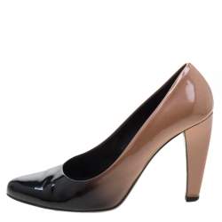 Pre Owned Prada Beige/Black Degradè Patent Leather Pumps Size 36.5