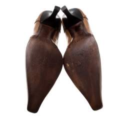 Pre Owned Prada Brown Brogue Leather Pointed Toe Pumps Size 38