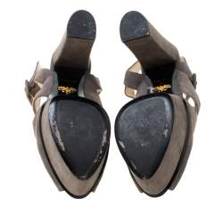 Prada Brown Suede Platform Strappy Sandals Size 37