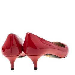 Pre Owned Prada Red Patent Leather Pointed Toe Pumps Size 37.5