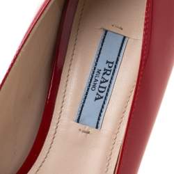 Pre Owned Prada Red Patent Leather Pointed Toe Pumps Size 37.5