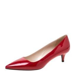 Pre Owned Prada Red Patent Leather Pointed Toe Pumps Size 37.5