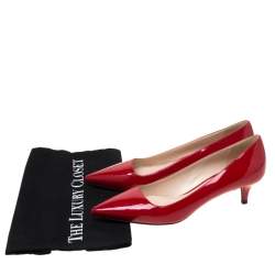 Pre Owned Prada Red Patent Leather Pointed Toe Pumps Size 37.5