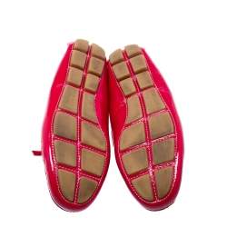 Pre Owned Prada Magenta Patent Leather Bow Loafers Size 38.5