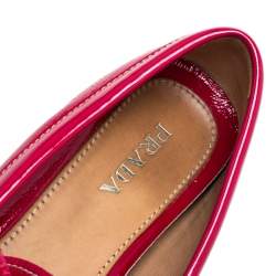 Pre Owned Prada Magenta Patent Leather Bow Loafers Size 38.5