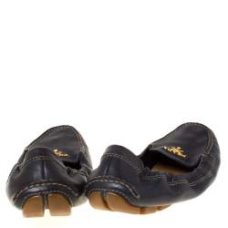 Pre Owned Prada Blue Leather Scrunch Slip On Loafers Size 38