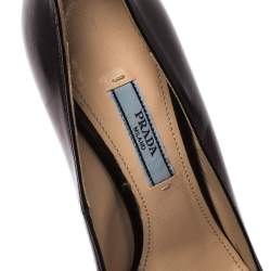Pre Owned Prada Black Leather Platform Pumps Size 37