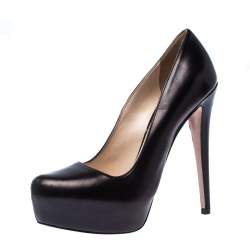 Pre Owned Prada Black Leather Platform Pumps Size 37