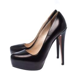 Pre Owned Prada Black Leather Platform Pumps Size 37