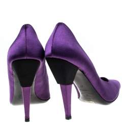 Pre Owned Prada Purple Satin Pointed Toe Pumps Size 37