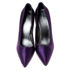 Pre Owned Prada Purple Satin Pointed Toe Pumps Size 37