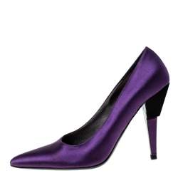 Pre Owned Prada Purple Satin Pointed Toe Pumps Size 37