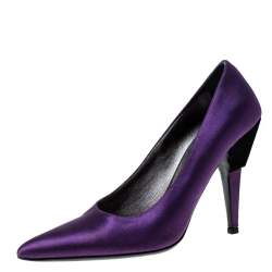 Pre Owned Prada Purple Satin Pointed Toe Pumps Size 37