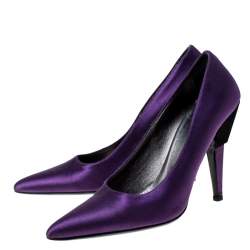 Pre Owned Prada Purple Satin Pointed Toe Pumps Size 37