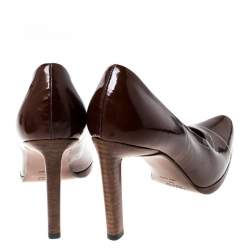 Prada Brown Patent Leather Pointed Toe Pumps Size 38