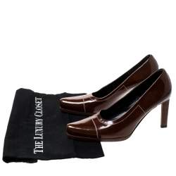 Prada Brown Patent Leather Pointed Toe Pumps Size 38