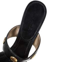 Prada Black Leather Studded Thong Sandals Size 38