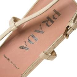Pre Owned Prada Beige Lace/Satin Slingback Pointed Toe Sandals Size 36.5