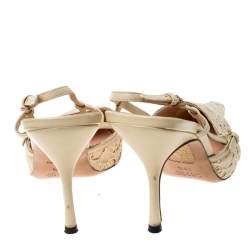 Pre Owned Prada Beige Lace/Satin Slingback Pointed Toe Sandals Size 36.5