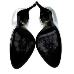 Pre Owned Prada Metallic Silver Leather Pumps Size 38.5