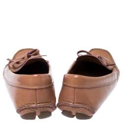 Pre Owned Prada Nude Beige Patent Leather Bow Loafers Size 37