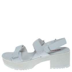 Prada White Leather Slingback Platform Sandals Size 40