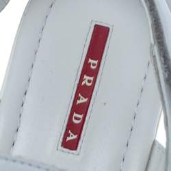 Prada White Leather Slingback Platform Sandals Size 40