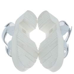 Prada White Leather Slingback Platform Sandals Size 40