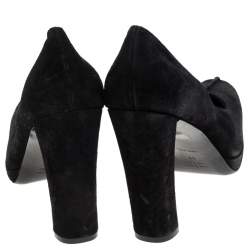 Pre Owned Prada Black Suede Square Toe Pumps Size 39