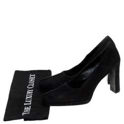 Pre Owned Prada Black Suede Square Toe Pumps Size 39
