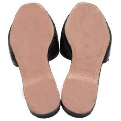 Pre Owned Prada Black Python Vernice Emebllished Flat Slides Size 37