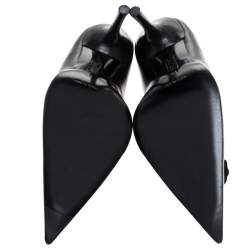 Pre Owned Cesare Paciotti Black Leather Flower Detail Pumps Size 40